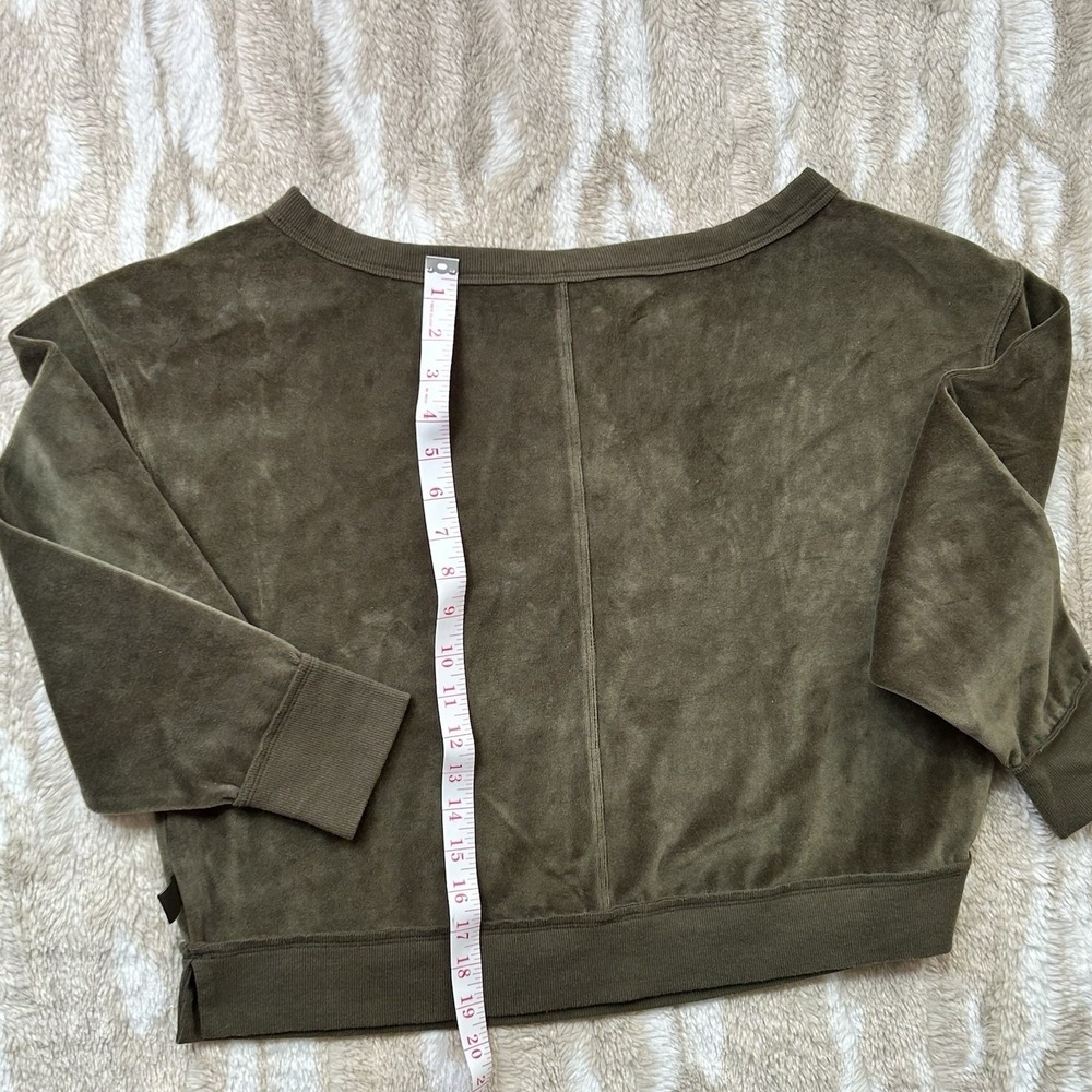 JoyLab Womens Olive Green Velour Cropped Sweatshirt Boat Neck Small VN1989909 - Picture 6 of 8